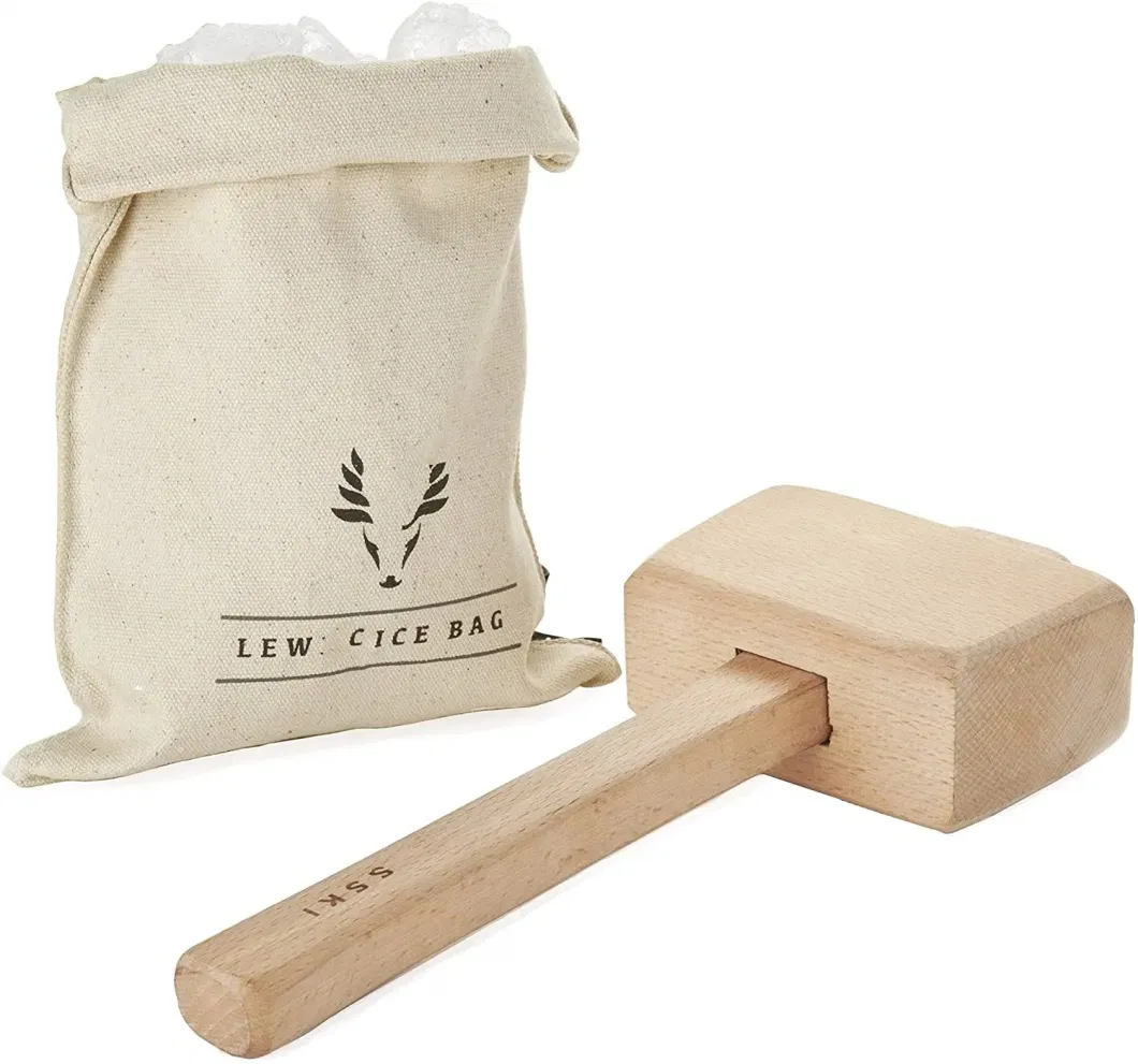 Bar Tools Kitchen Accessories Wooden Mallet Hammer with Cloth Bag