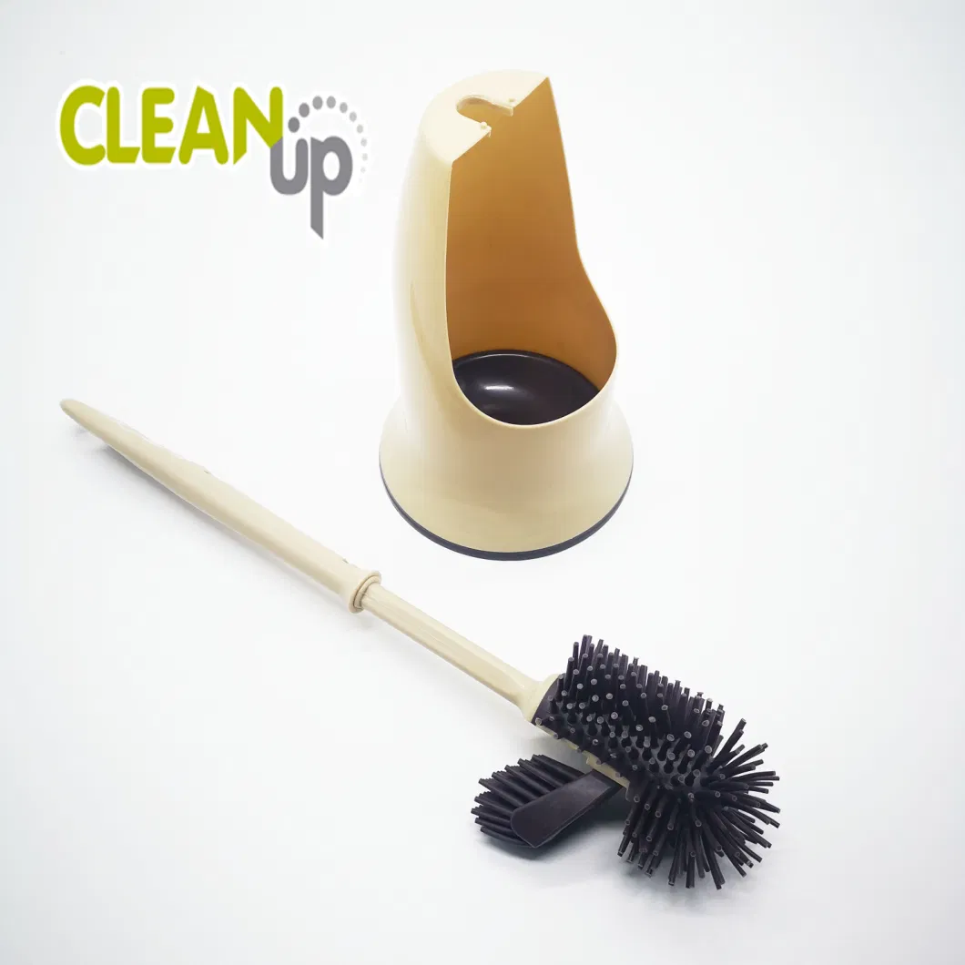 Bathroom Cleaning Tool Toilet Double Brush with Silicon Bristles